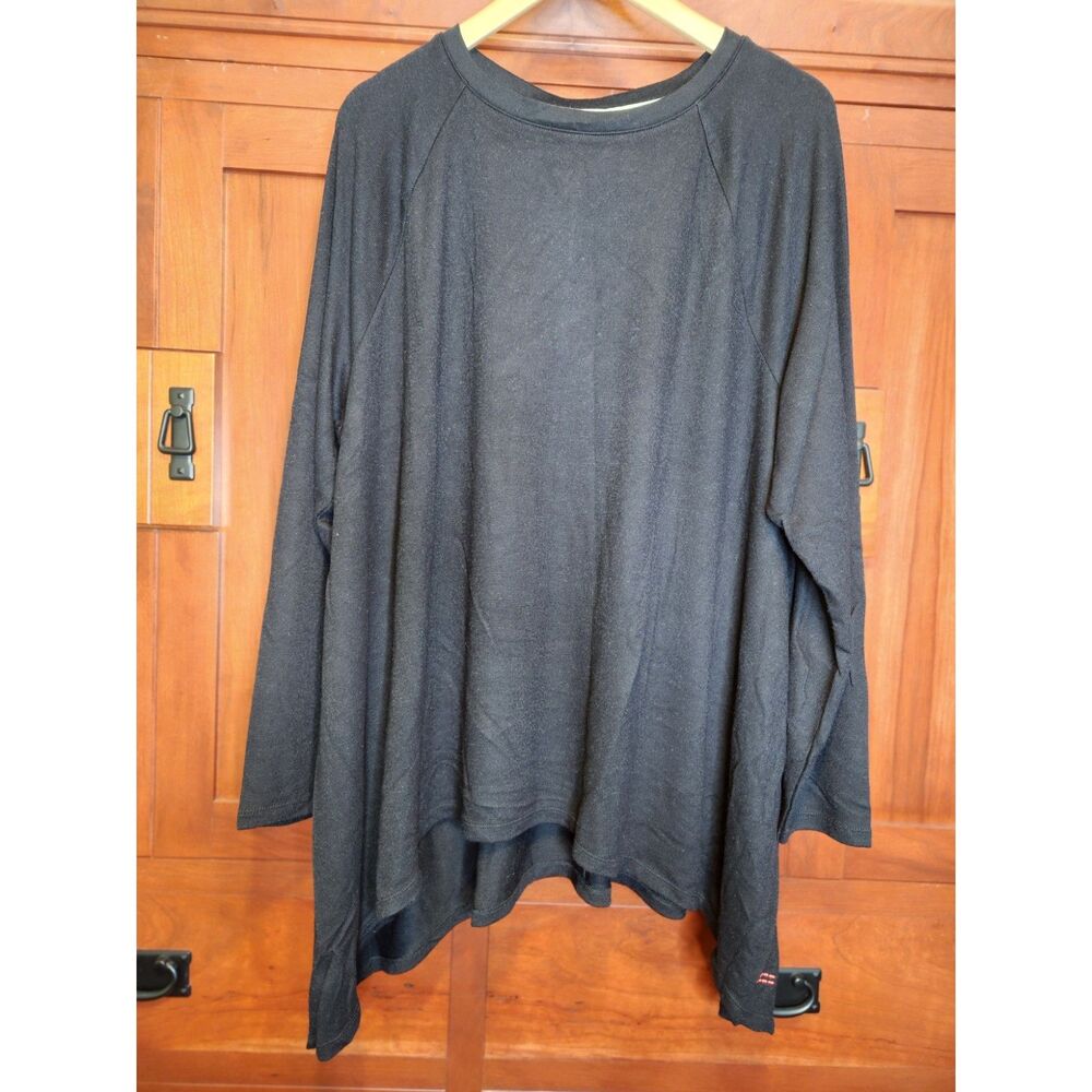 Peace Love World Asymmetric Black Tunic Long Sleeve Size 2X